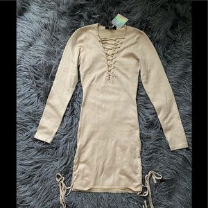 Missguided Lace Up Slide bodycon dress